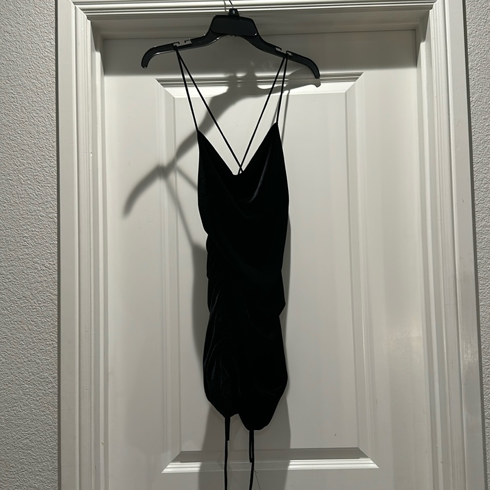 Velvet cross back mini dress